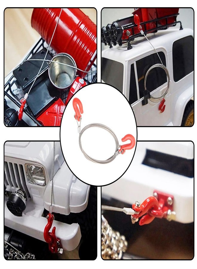 Rchobbytop RC Trailer Hooks 2-Pack Metal Trailer Chain Rope with Tow Hook Winch Shackles for Axial SCX10 Tamiya CC01 TF2 D90 D110 HILUX Wraith Tundra 1/10 RC Rock Crawler Truck Scale Decor Accessories, Red - Image 5
